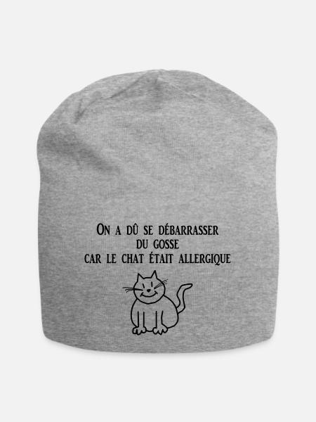 chat allergique - Bonnet en jersey - gris chiné