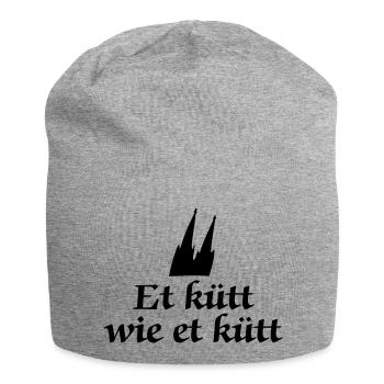 Köln Spruch - Et kütt wie et kütt -Kölsche Sprüche - Jersey-Beanie - Grau meliert - Vorne