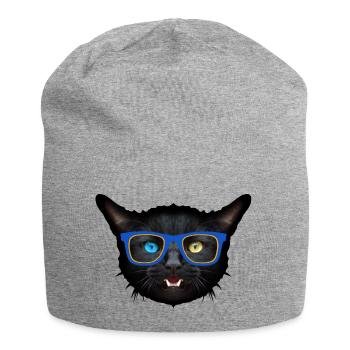 chat animal lulnette vairons fantaisie 402 - Bonnet en jersey - gris chiné - Devant