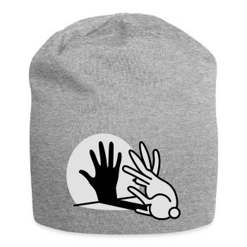 Hand Schattenspiel kaninchen Schattentheater - Jersey-Beanie - Grau meliert - Vorne