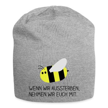 Biene - Rettet die Bienen - Jersey-Beanie - Grau meliert - Vorne
