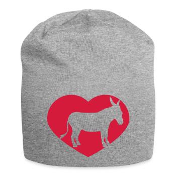 i love liebe herz esel pferd pony klein packesel l - Jersey-Beanie - Grau meliert - Vorne