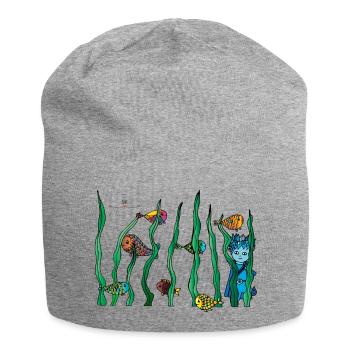 Udus with the fish in the water - Jersey Beanie - heather grey - Front