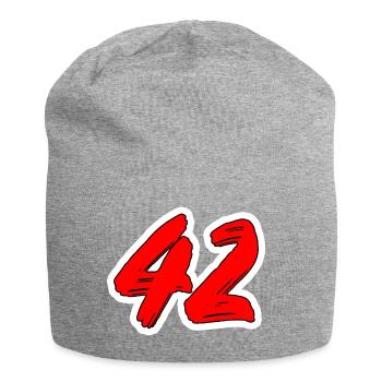 42 - red popart numbers - Jersey Beanie - heather grey - Front