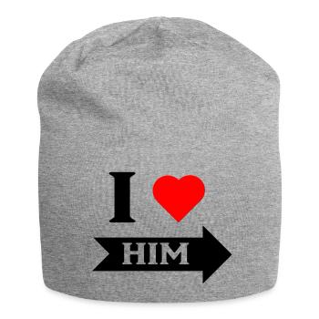Je l'aime flèche droite noir - Bonnet en jersey - gris chiné - Devant