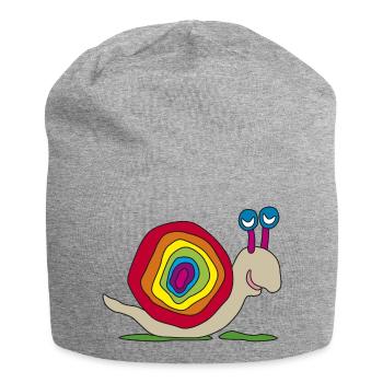 colorful snail stalking rainbow graffiti child - Jersey Beanie - heather grey - Front