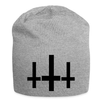Kreuz - Jersey-Beanie - Grau meliert - Vorne