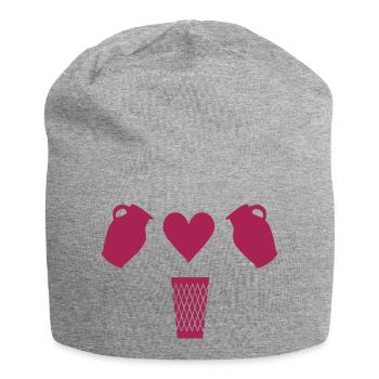 Bembel Love - Apfelwein und Geripptes - Jersey-Beanie - Grau meliert - Vorne