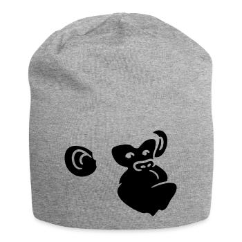 Conception de tête de singe cool - Bonnet en jersey - gris chiné - Devant
