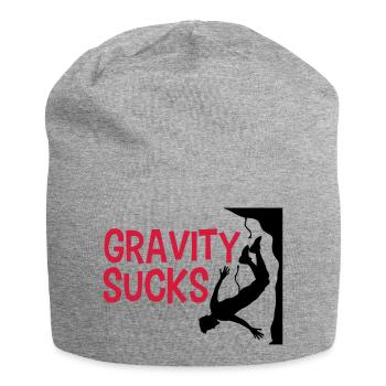 gravity sucks klettern gefaehrlich logo design lus - Jersey-Beanie - Grau meliert - Vorne