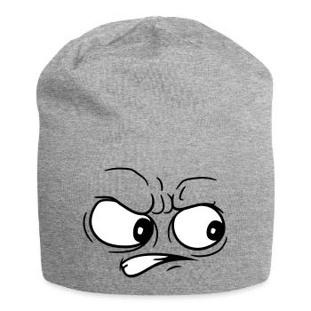 boeses wuetendes gesicht zur seite gucken kopf aug - Jersey-Beanie - Grau meliert - Vorne