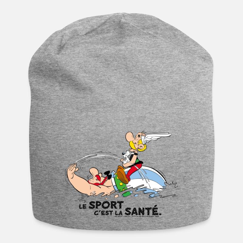 Asterix und Obelix schwimmen mit Idéfix - Jersey-Beanie - Grau meliert