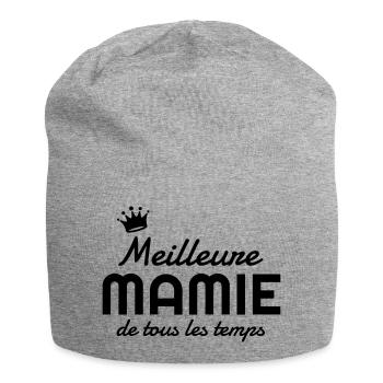 Mamie / Mamy / Grand Mère / Famille / Mémé - Bonnet en jersey - gris chiné - Devant
