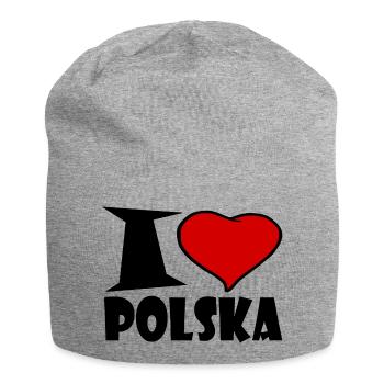 J'aime Polska - j'aime la Pologne - Bonnet en jersey - gris chiné - Devant