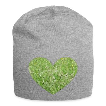 Grass heart - Jersey Beanie - heather grey - Front