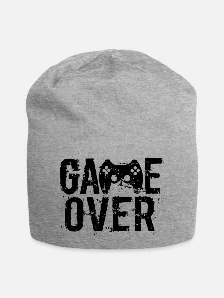 Game Over, trendiges Gamer Shirt - Jersey-Beanie - Grau meliert