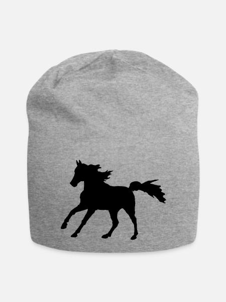 Pferd Vollblutaraber Galopp, edler Asil Araber - Jersey-Beanie - Grau meliert