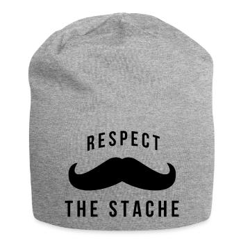 Respect The Stache - mustache mustache beard - Jersey Beanie - heather grey - Front