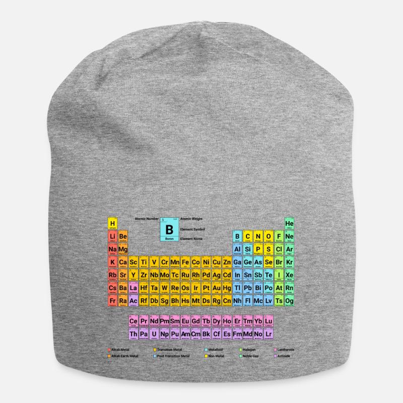 Periodensystem der Elemente neu mit Beschreibung - Jersey-Beanie - Grau meliert
