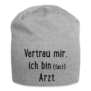 Vertrau mir, ich bin fast Arzt - Jersey-Beanie - Grau meliert - Vorne