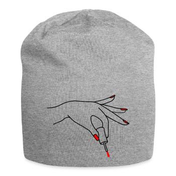 Nagellack-Pediküre-Logo 3 - Jersey-Beanie - Grau meliert - Vorne