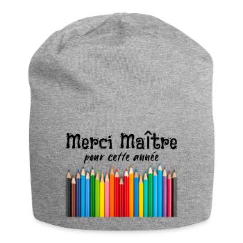 Merci maître pour cette année - Bonnet en jersey - gris chiné - Devant