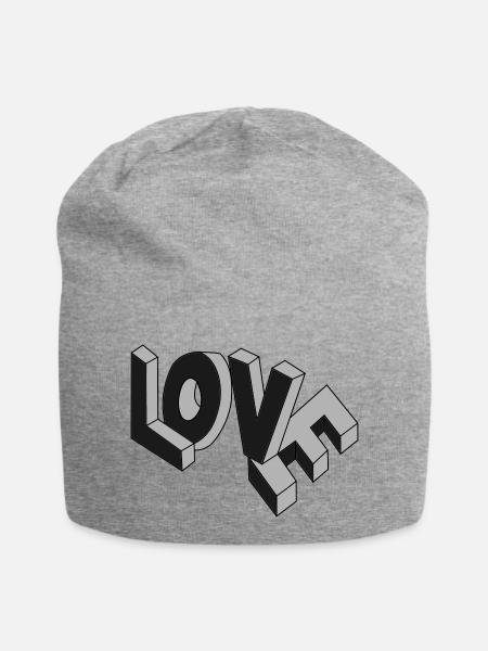 Flying LOVE - Jersey-Beanie - Grau meliert