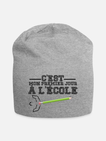 c'est mon premier jour à l'école - Bonnet en jersey - gris chiné