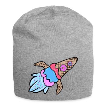 Eis Nachspeise Donut Süßigkeiten Lecker Naschen - Jersey-Beanie - Grau meliert - Vorne