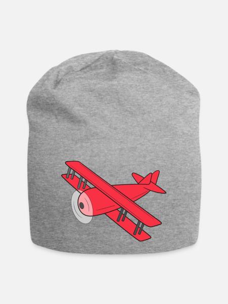 Flugzeug Doppeldecker - Jersey-Beanie - Grau meliert