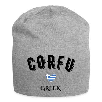 Griechisches Korfu - Jersey-Beanie - Grau meliert - Vorne