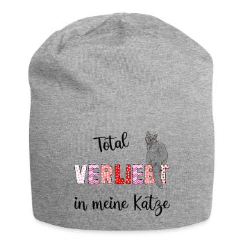 Verliebt in meine Katze, süßes Katzenmotiv - Jersey-Beanie - Grau meliert - Vorne