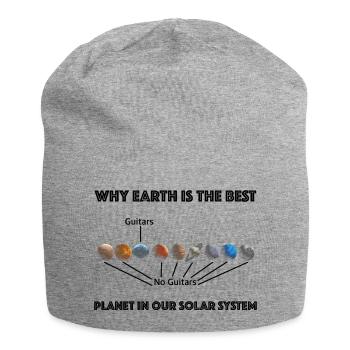 Warum die Erde der beste Planet ist | Gitarre - Jersey-Beanie - Grau meliert - Vorne