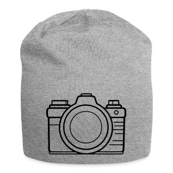 Appareil photo, Appareil photo vintage, Ancien appareil photo, Ancien - Bonnet en jersey - gris chiné - Devant