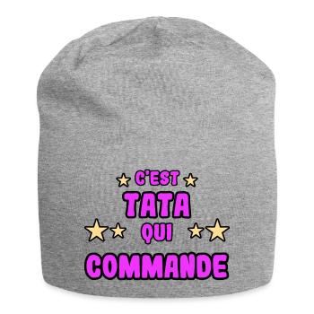 C'est tata qui commande - Bonnet en jersey - gris chiné - Devant