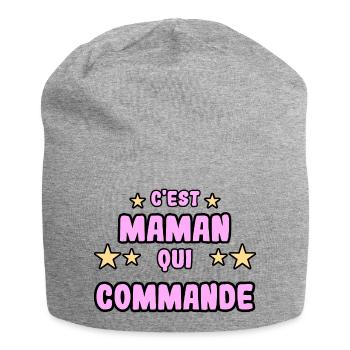 C'est maman qui commande - Bonnet en jersey - gris chiné - Devant
