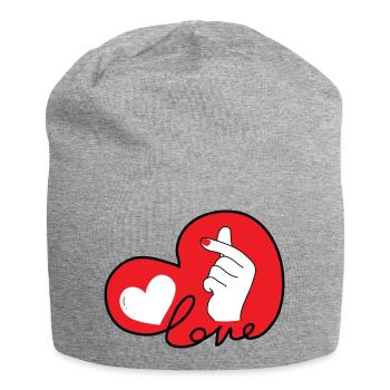 LOVE doigt coeur typo 3 - Bonnet en jersey - gris chiné - Devant