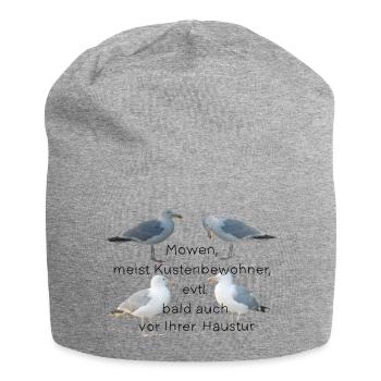 Möwen mit Spruch - Jersey-Beanie - Grau meliert - Vorne