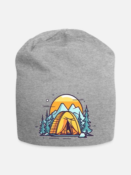Zelt - Jersey-Beanie - Grau meliert