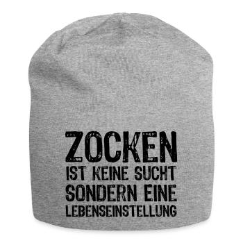 Zocken ist keine Sucht sondern eine Lebenseinstell - Jersey-Beanie - Grau meliert - Vorne