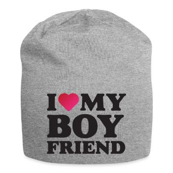 J’aime mon petit ami - Bonnet en jersey - gris chiné - Devant