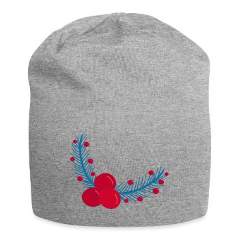 Feuilles et baies de houx de Noël1 - Bonnet en jersey - gris chiné - Devant