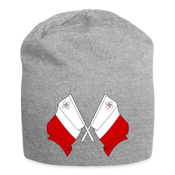 Zwei Flaggen Malta - Jersey-Beanie - Grau meliert - Vorne