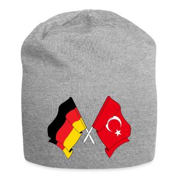 Flagge von Deutschland und Flagge Türkei - Jersey-Beanie - Grau meliert - Vorne