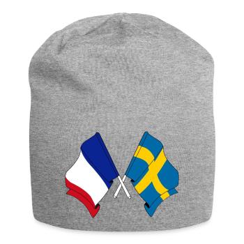Flagge von Frankreich und Flagge Schweden - Jersey-Beanie - Grau meliert - Vorne