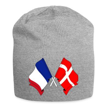 Flagge von Frankreich und Flagge von Dänemark - Jersey-Beanie - Grau meliert - Vorne