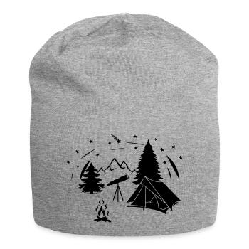 Ciel étoilé dans la forêt avec des jumelles d’étoiles - Bonnet en jersey - gris chiné - Devant