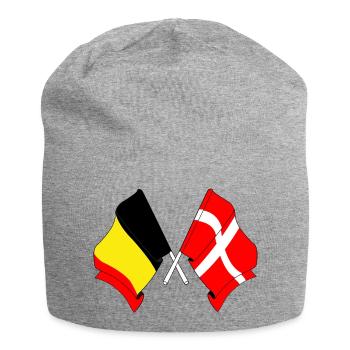 Flagge Belgiens und Flagge Dänemarks - Jersey-Beanie - Grau meliert - Vorne