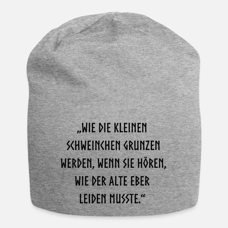 wie die kleinen Schweinchen grunzen werden - Jersey-Beanie - Grau meliert