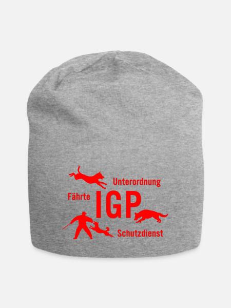 IGP Hundesport - rot - Jersey-Beanie - Grau meliert